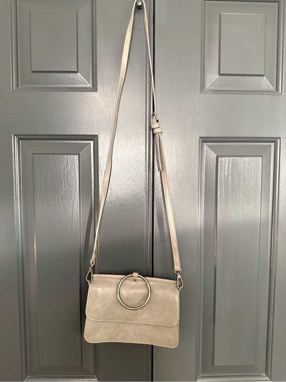 JOY Neutral Taupe Crossbody Bag with Ring Accent